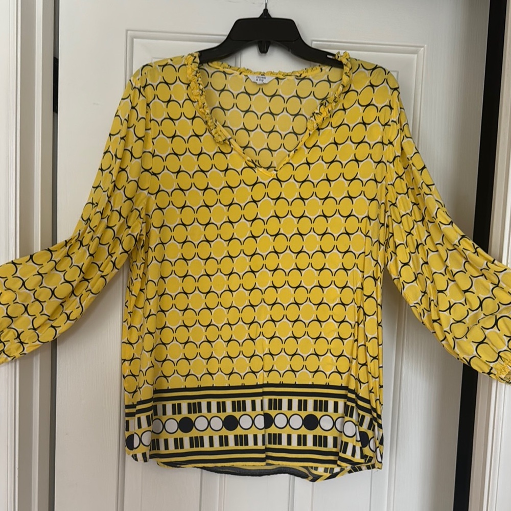 Crown & Ivy Yellow and Black Blouse